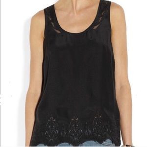 Rag & Bone silk scalloped hem tank